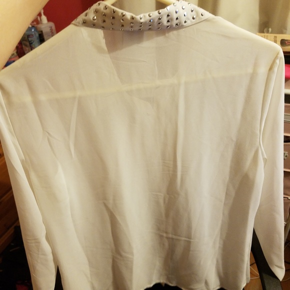 Vero Moda White Sheer Blouse and Black Blazer L - Picture 3 of 7